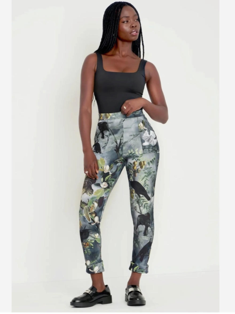 Blackmilk "NightBirds" Cuffed Trousers Size Small EUC